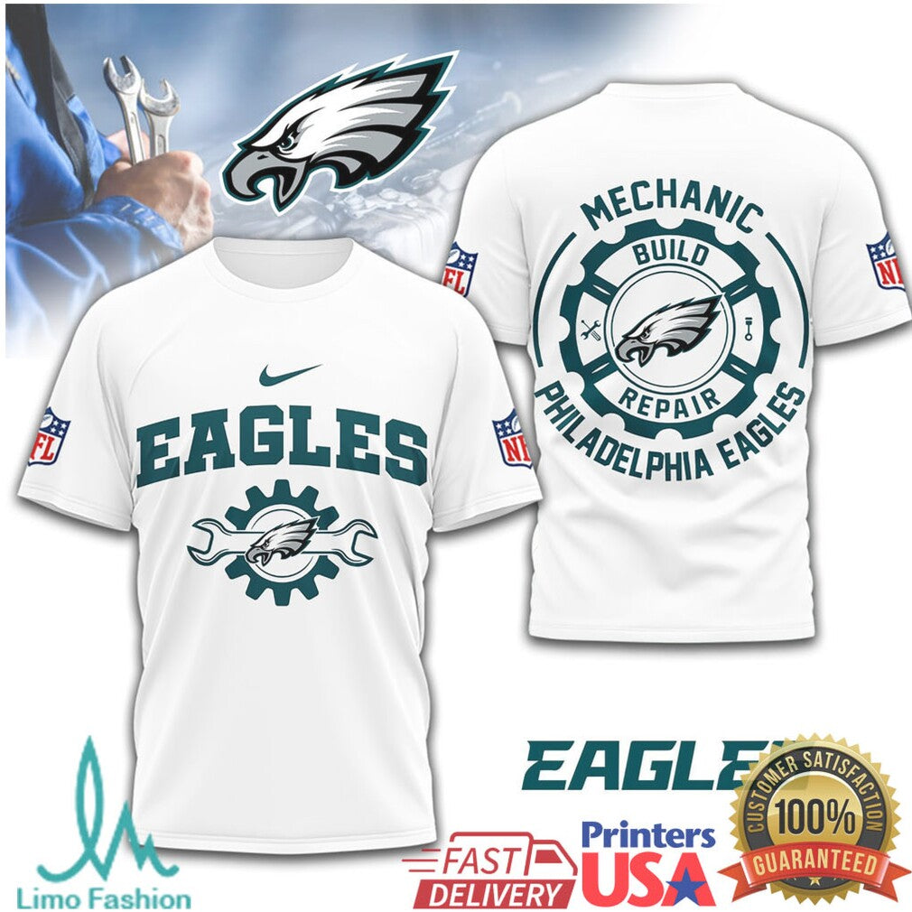 Philadelphia Eagles Mechanic Build Repair Nfl Tshirt - Limotees LLC