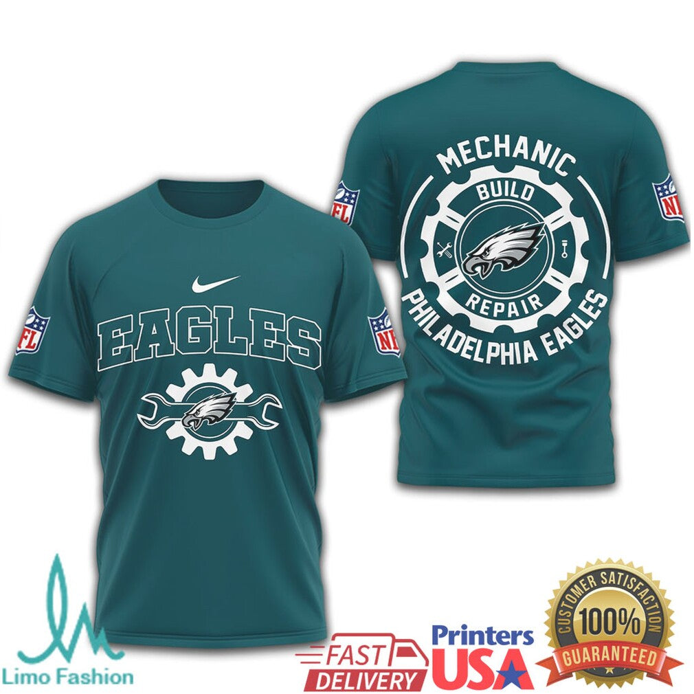Philadelphia Eagles Mechanic Build Repair Nfl Tshirt - Limotees LLC