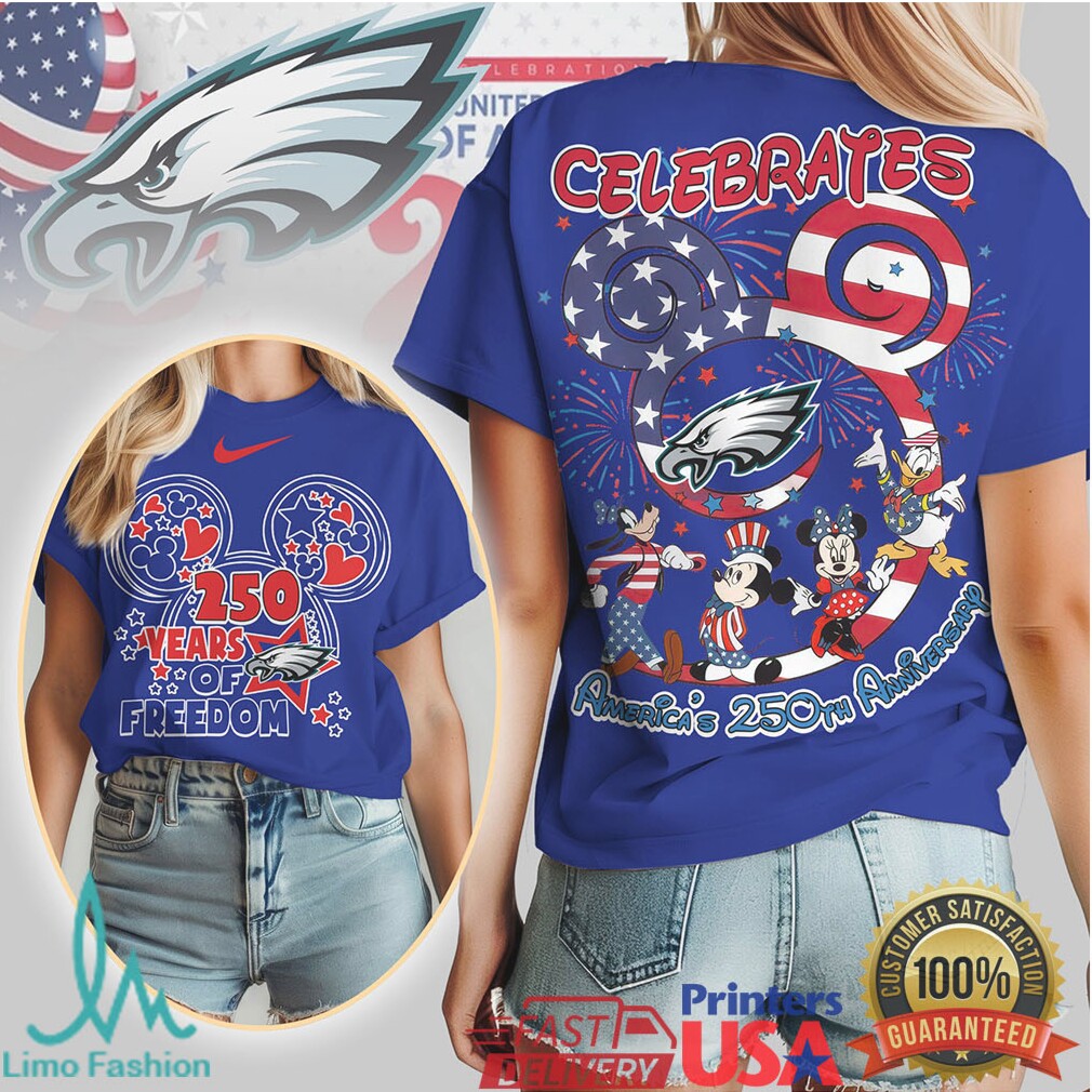 Philadelphia Eagles Mickey & Friends America's 250th Anniversary Shirt - Limotees LLC