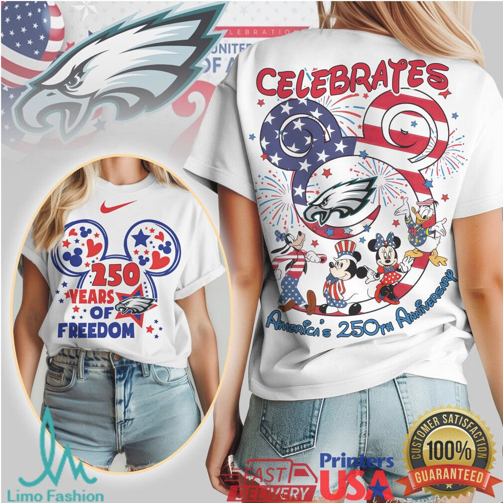 Philadelphia Eagles Mickey & Friends America's 250th Anniversary Shirt - Limotees LLC