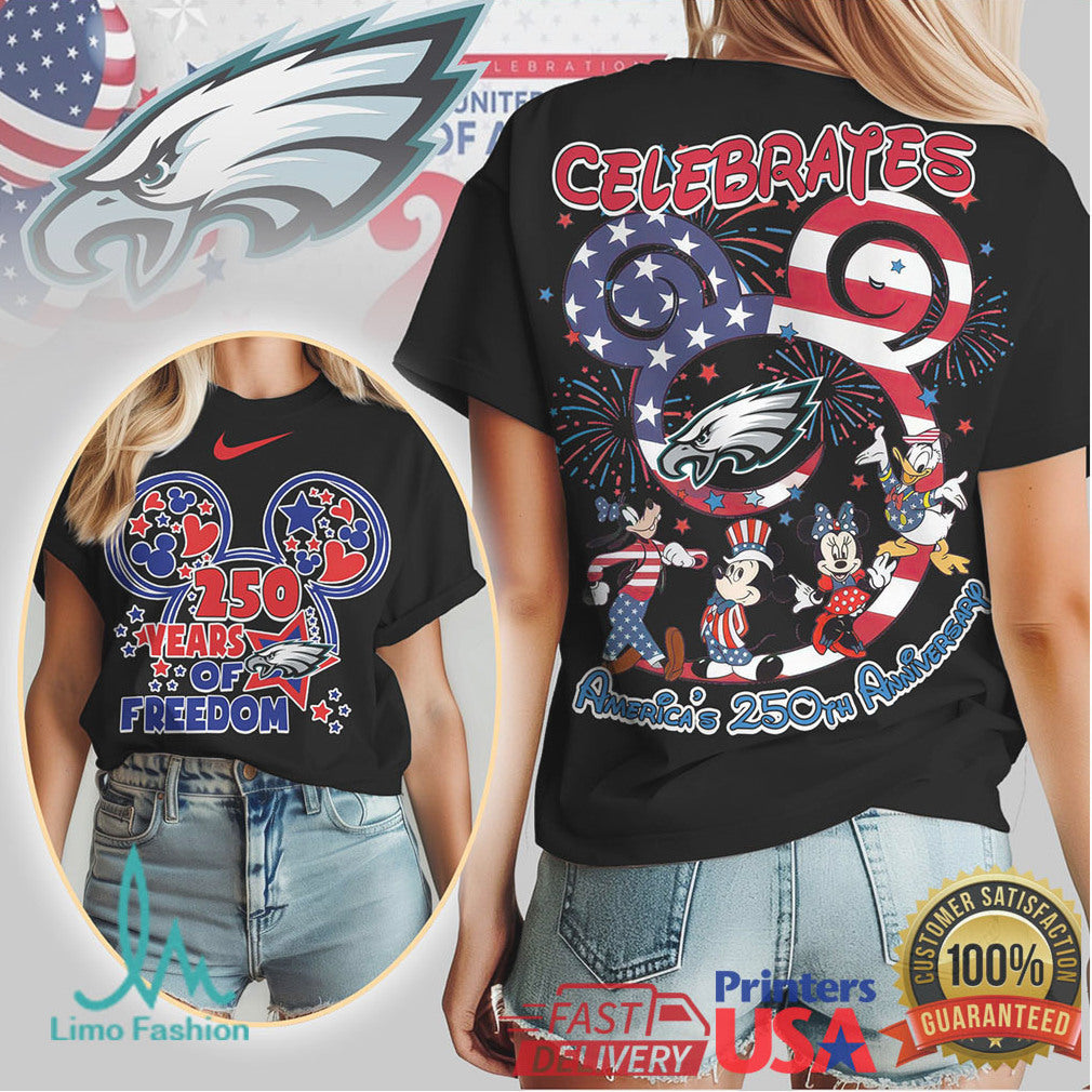 Philadelphia Eagles Mickey & Friends America's 250th Anniversary Shirt - Limotees LLC