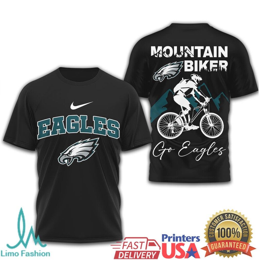 Philadelphia Eagles Mountain Biker “Go Eagles” Outdoor Graphic T shirt - Limotees LLC