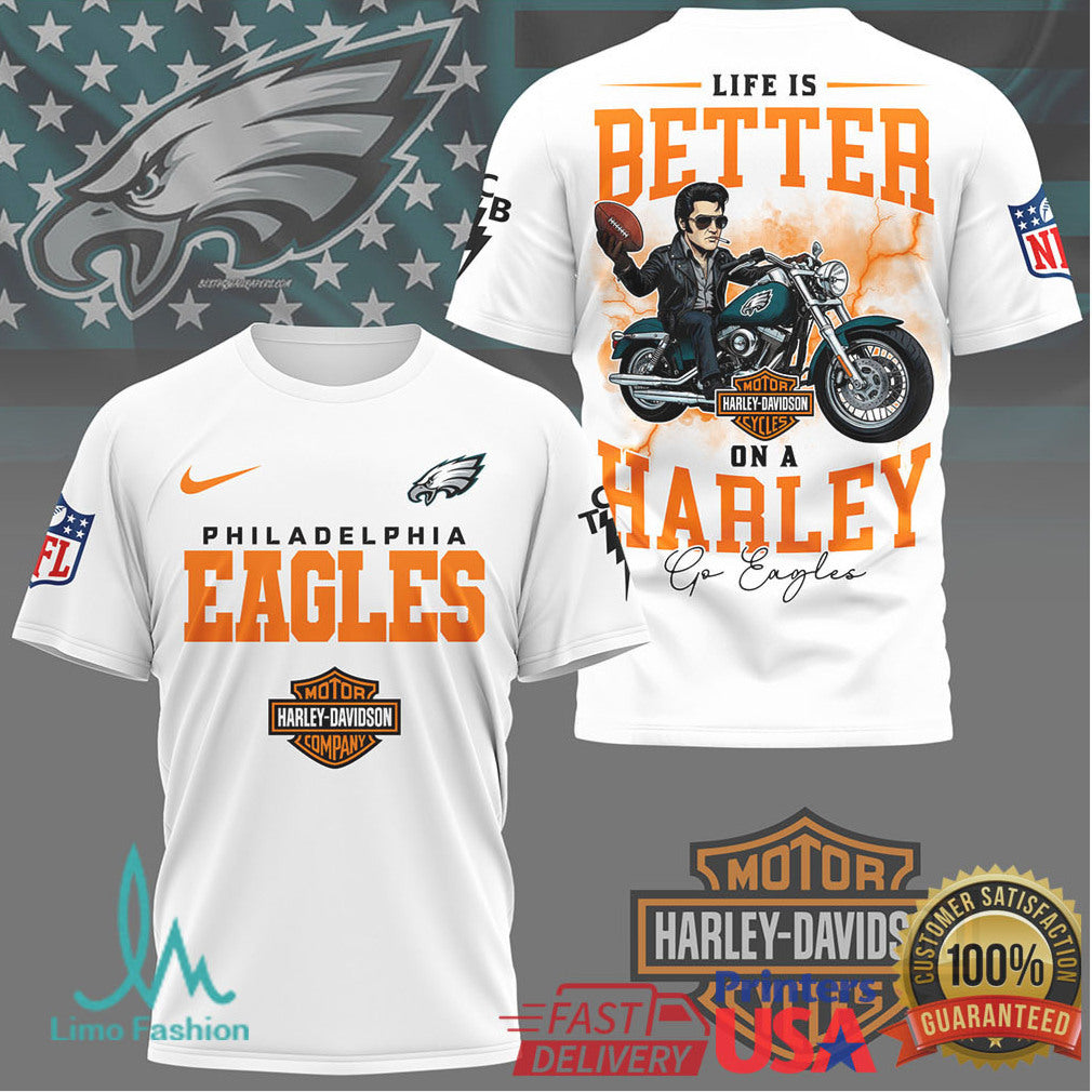 Philadelphia Eagles NFL x Harley Davidson Life Is Better On A Harley T Shirt - Limotees LLC