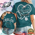 Philadelphia Eagles Nurse T Shirt Nurse By Heart Eagles By Soul Stethoscope Design - Limotees LLC
