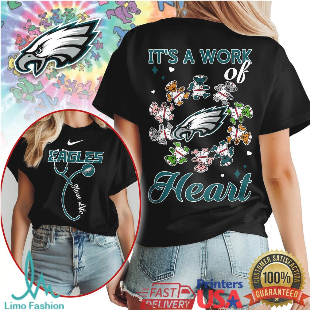 Philadelphia Eagles Nurse Tee Dancing Bears Work of Heart NFL Shirt - Limotees LLC