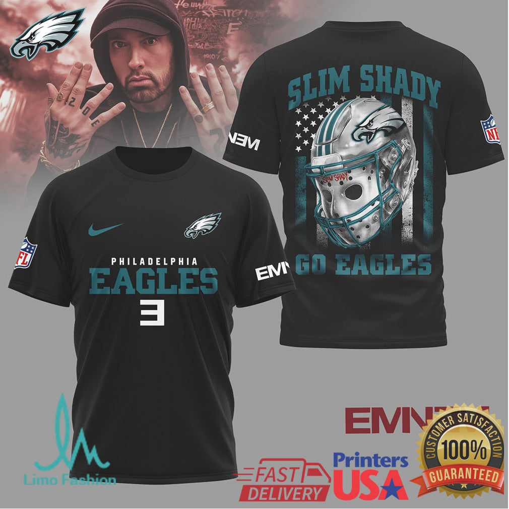 Philadelphia Eagles Official NFL Eminem Fan 3D Shirt - Limotees LLC