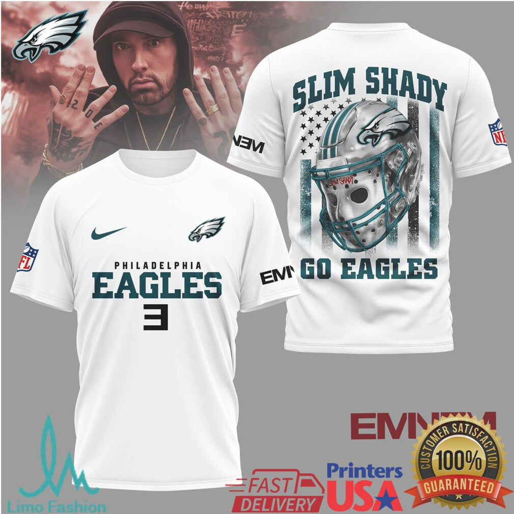 Philadelphia Eagles Official NFL Eminem Fan 3D Shirt - Limotees LLC