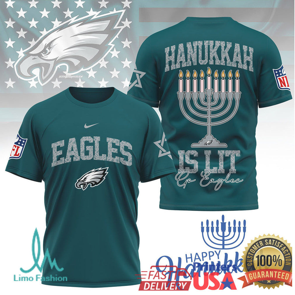 Philadelphia Eagles Official NFL Happy Hanukkah 3D Shirt - Limotees LLC