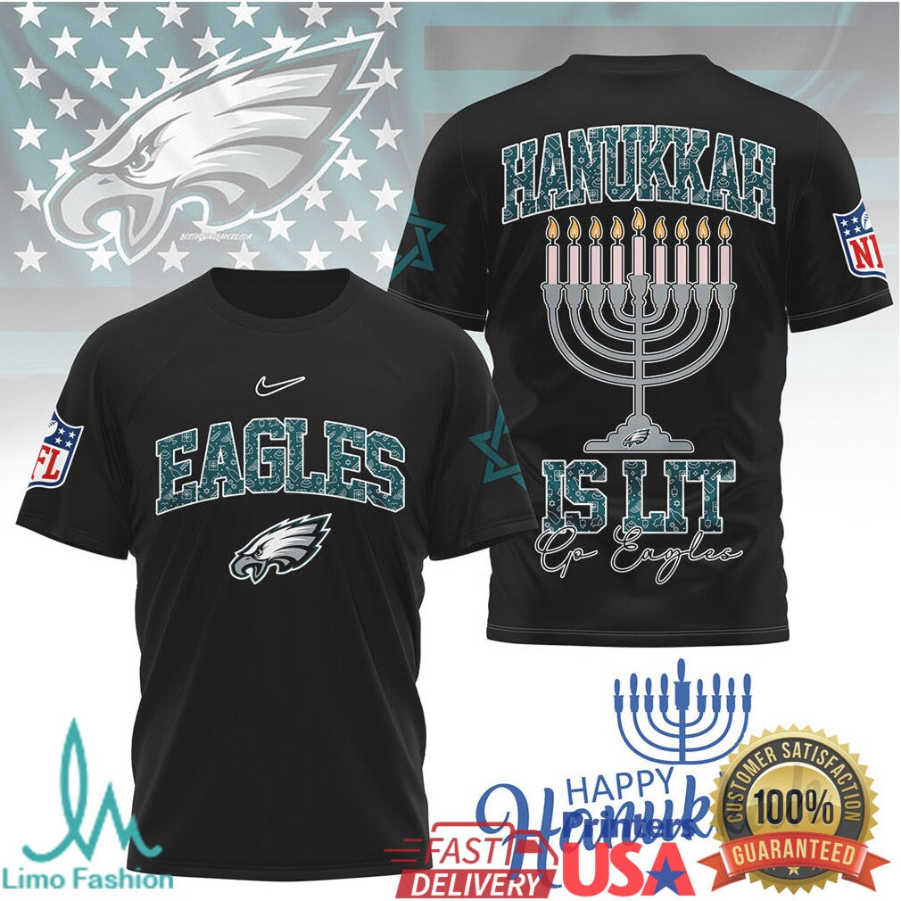 Philadelphia Eagles Official NFL Happy Hanukkah 3D Shirt - Limotees LLC