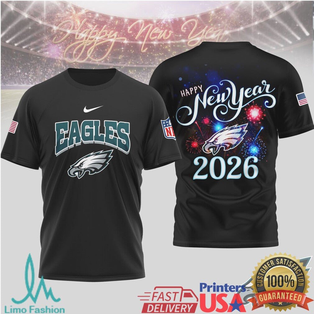 Philadelphia Eagles Official NFL Happy New Year 2026 3D Shirt - Limotees LLC