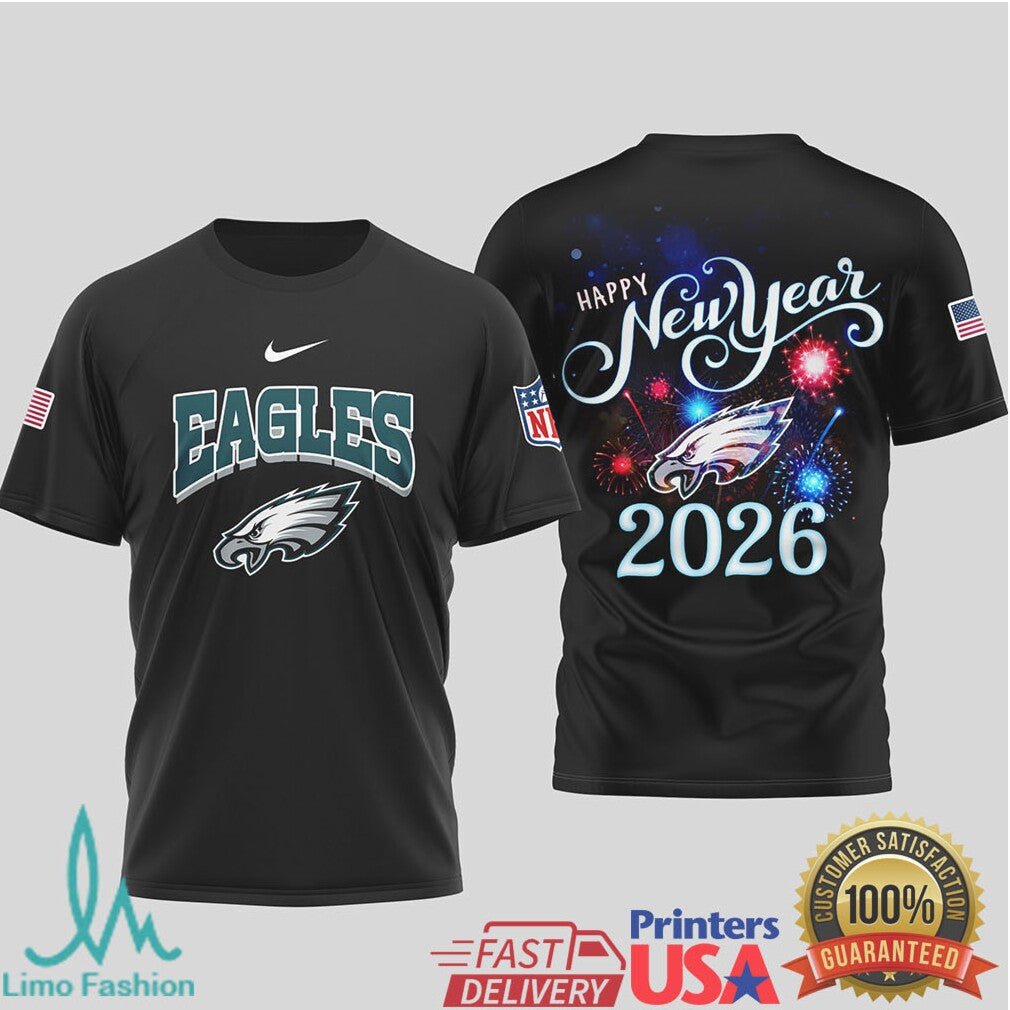 Philadelphia Eagles Official NFL Happy New Year 2026 3D Shirt - Limotees LLC