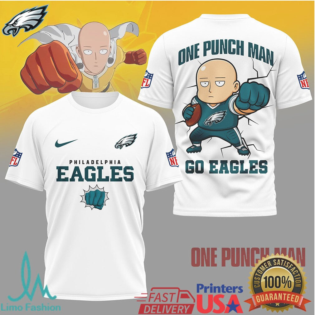Philadelphia Eagles One Punch Man Saitama Anime Graphic Tee - Limotees LLC