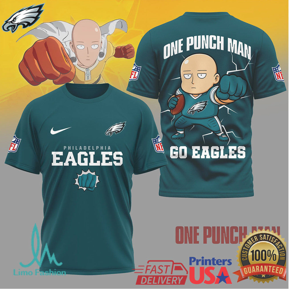 Philadelphia Eagles One Punch Man Saitama Anime Graphic Tee - Limotees LLC