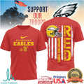 Philadelphia Eagles RED Support Our Troops Military Appreciation T Shirt - Limotees LLC