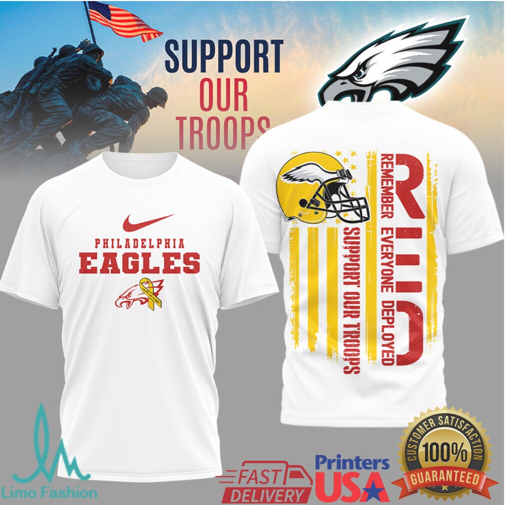Philadelphia Eagles RED Support Our Troops Military Appreciation T Shirt - Limotees LLC