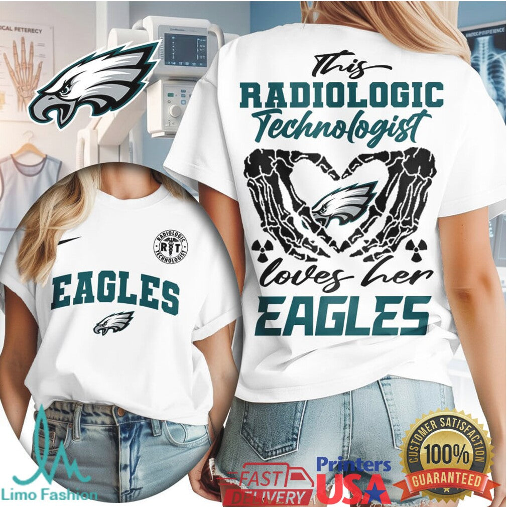 Philadelphia Eagles Radiologic Technologist Heart Skeleton Retro Sports Healthcare Fan Women T Shirt - Limotees LLC