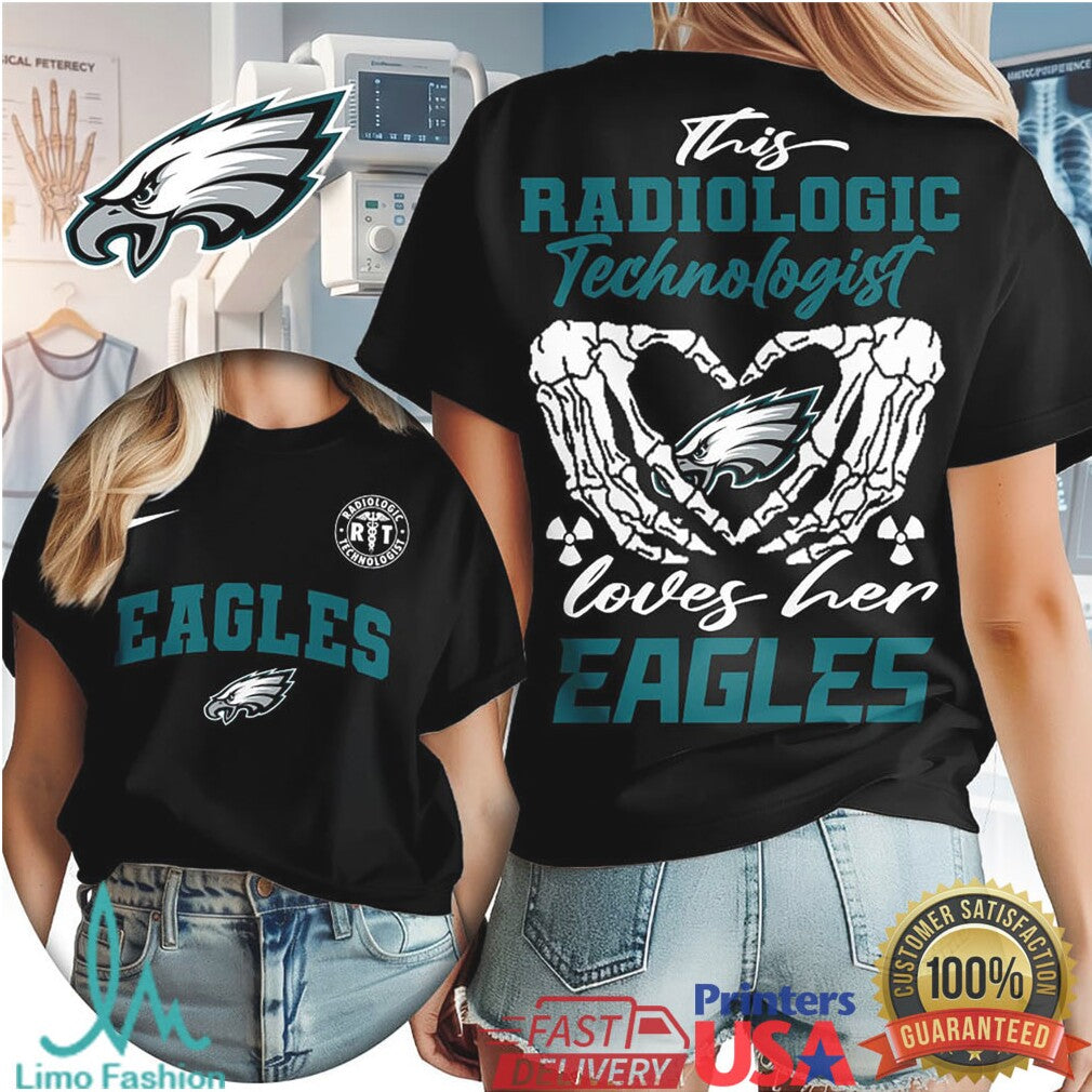 Philadelphia Eagles Radiologic Technologist Heart Skeleton Retro Sports Healthcare Fan Women T Shirt - Limotees LLC
