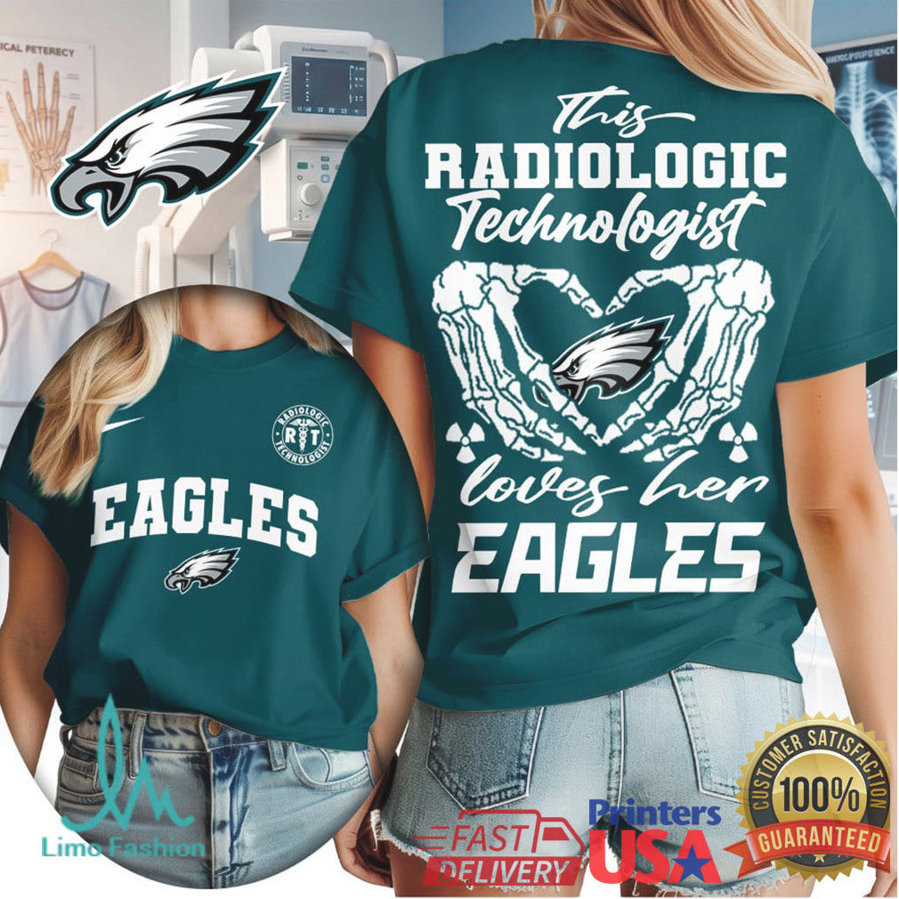 Philadelphia Eagles Radiologic Technologist Heart Skeleton Retro Sports Healthcare Fan Women T Shirt - Limotees LLC