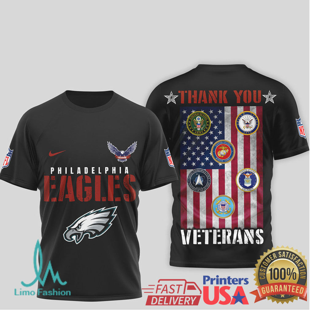 Philadelphia Eagles Salute to Service Veterans Day Black Shirt - Limotees LLC