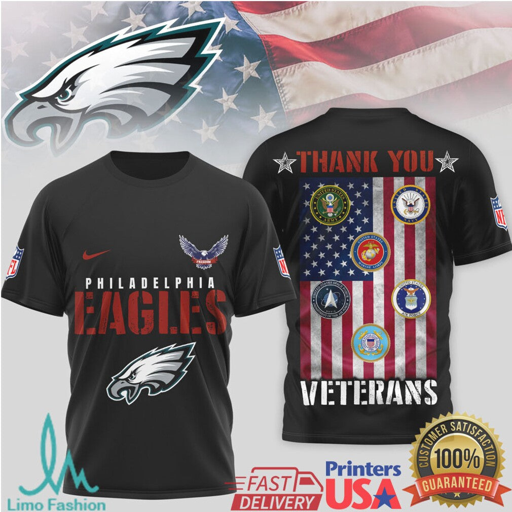 Philadelphia Eagles Salute to Service Veterans Day Black Shirt - Limotees LLC