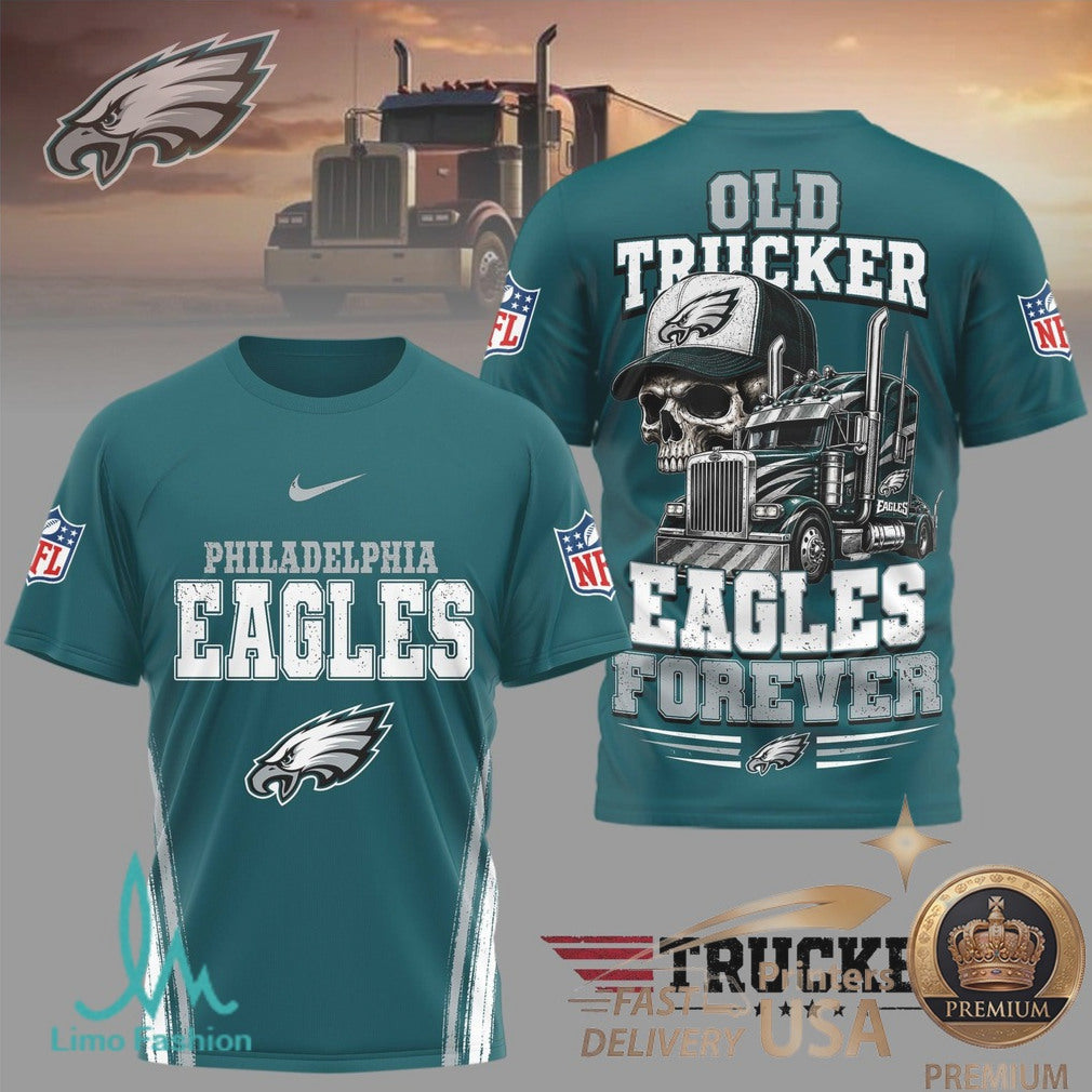 Philadelphia Eagles Skull Old Trucker Forever Fan T Shirt - Limotees LLC
