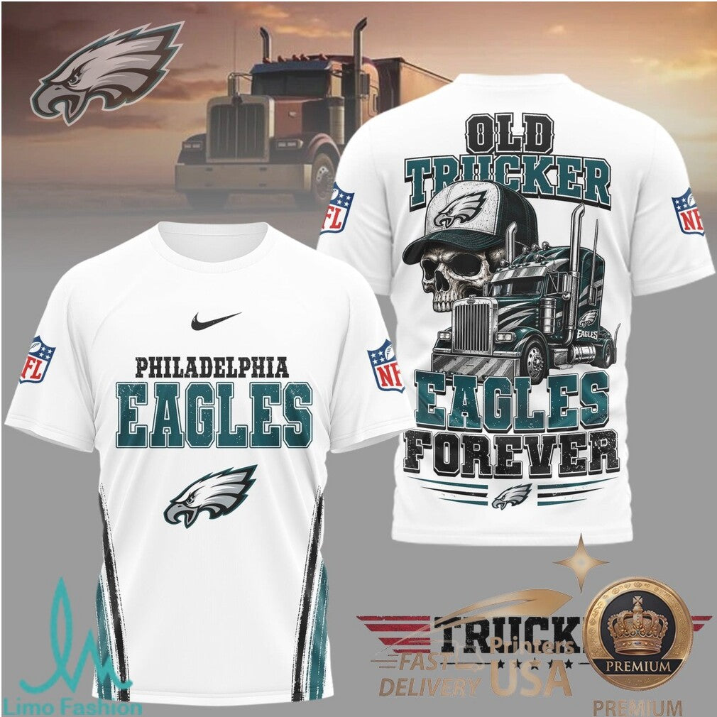 Philadelphia Eagles Skull Old Trucker Forever Fan T Shirt - Limotees LLC