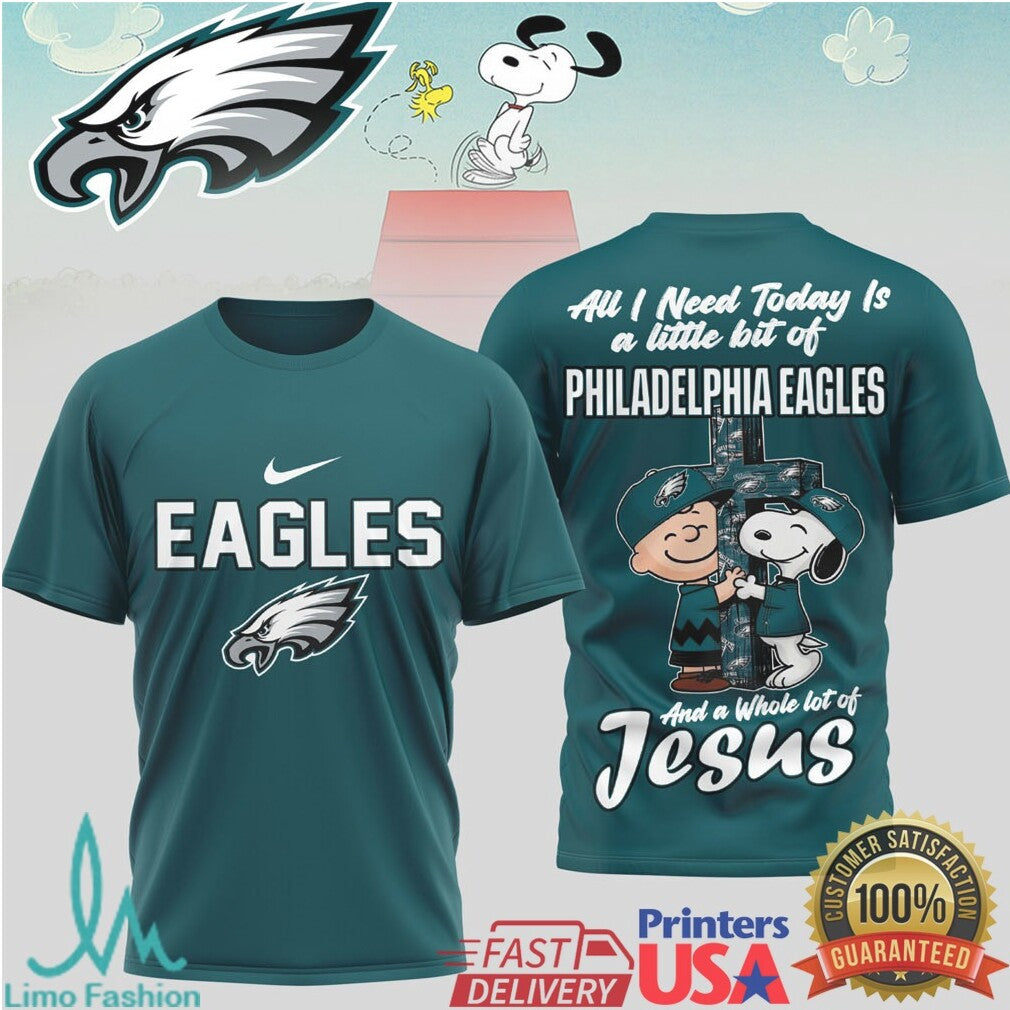 Philadelphia Eagles Snoopy Charlie Brown Faith Jesus T Shirt - Limotees LLC