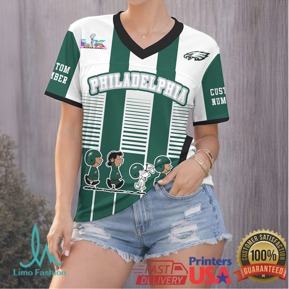 Philadelphia Eagles Snoopy Charlie Brown Nfl Football Jersey Shirt - Limotees LLC