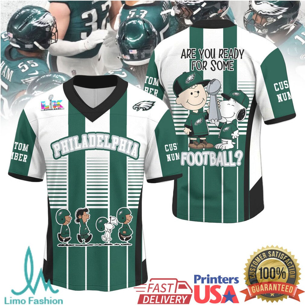 Philadelphia Eagles Snoopy Charlie Brown Nfl Football Jersey Shirt - Limotees LLC