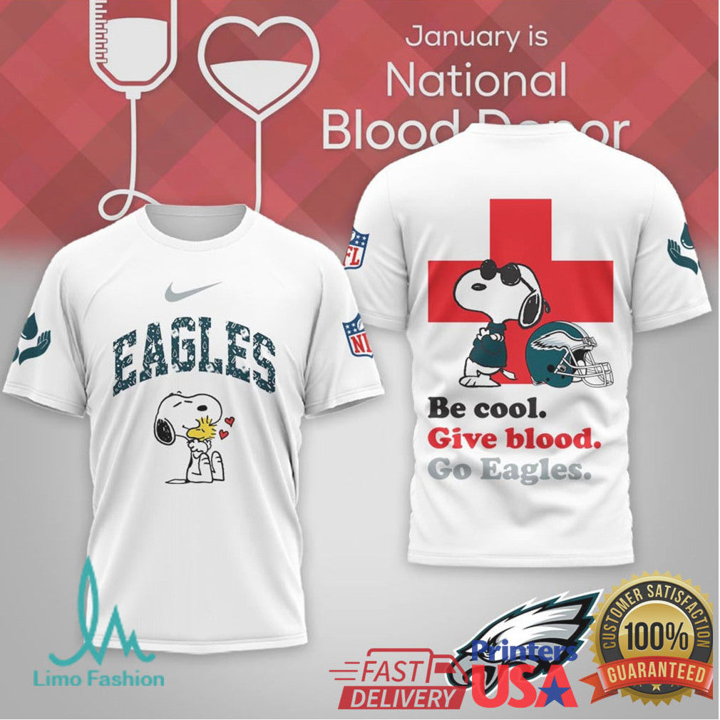 Philadelphia Eagles Snoopy Give Blood National Donor Month Shirt