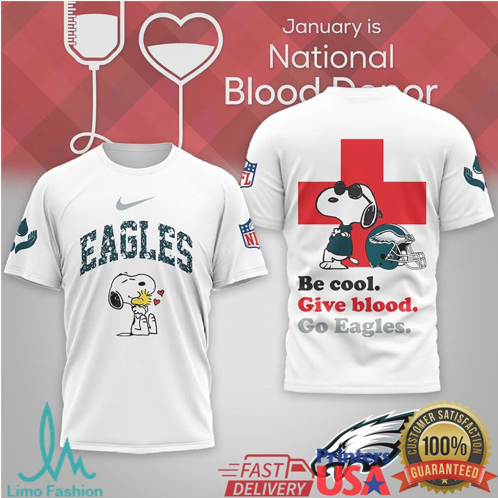 Philadelphia Eagles Snoopy Give Blood National Donor Month Shirt