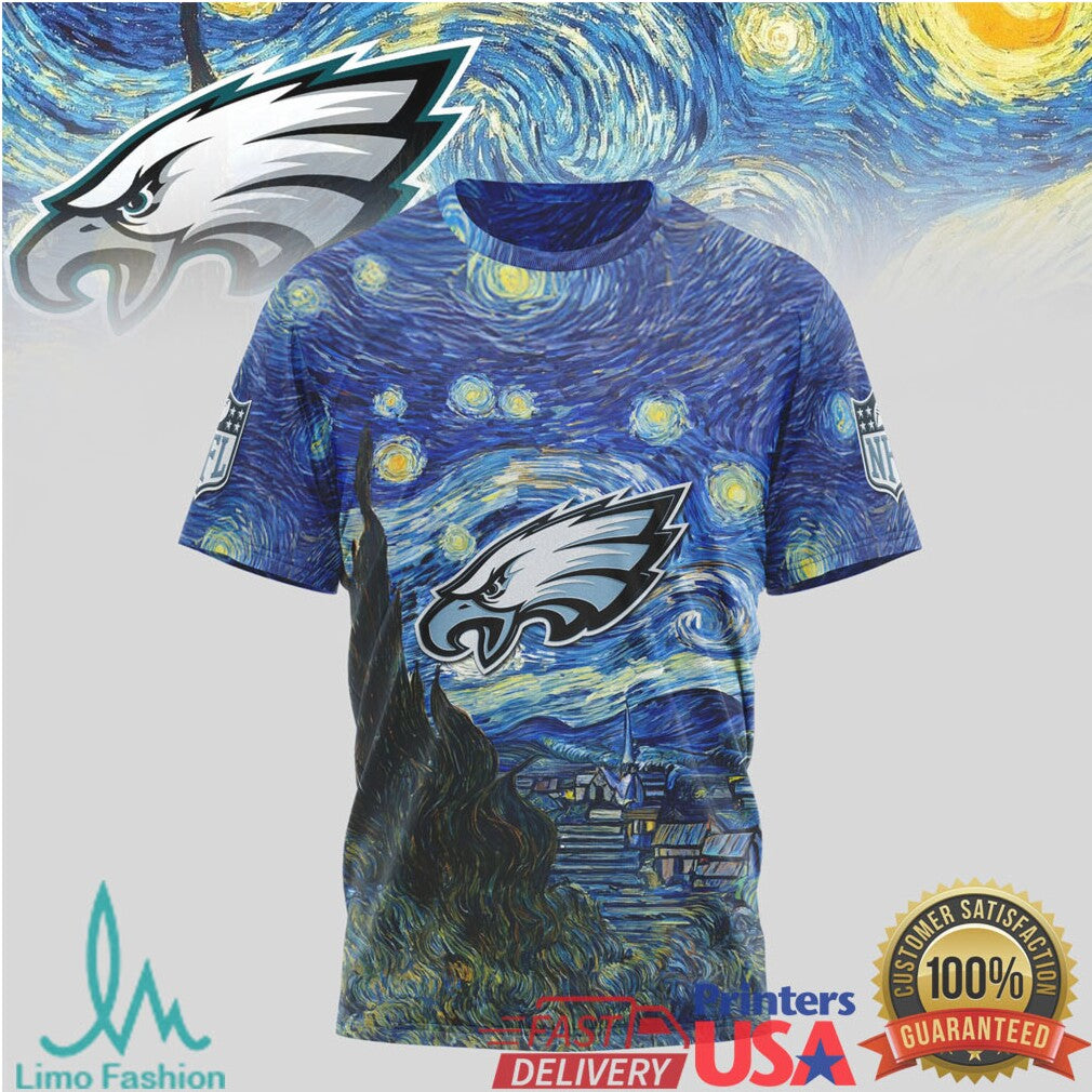 Philadelphia Eagles Starry Night Van Gogh Nfl Tshirt - Limotees LLC
