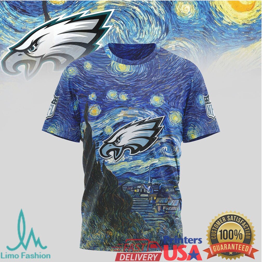 Philadelphia Eagles Starry Night Van Gogh Nfl Tshirt - Limotees LLC