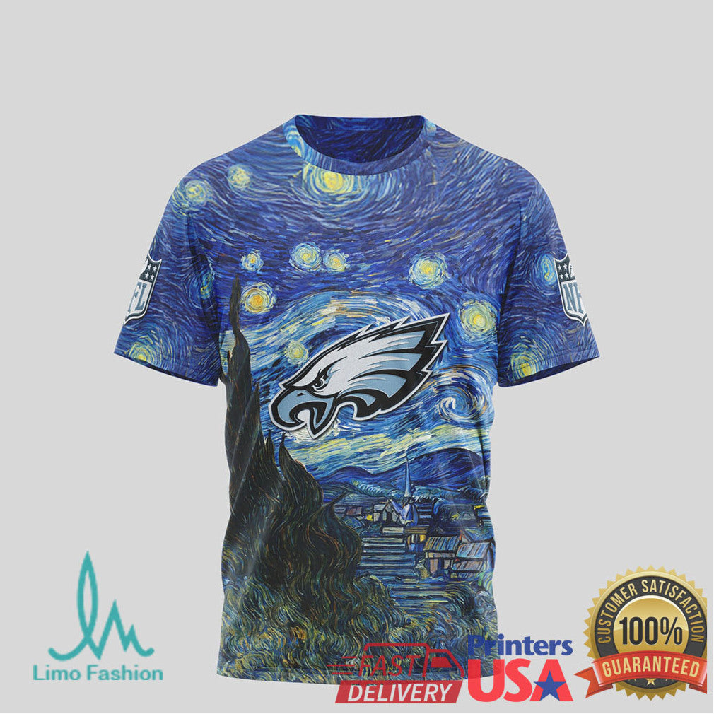 Philadelphia Eagles Starry Night Van Gogh Nfl Tshirt - Limotees LLC