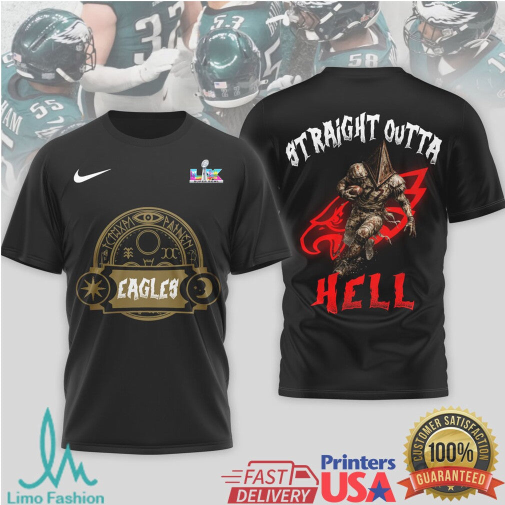 Philadelphia Eagles Straight Outta Hell Horror Mashup Tee - Limotees LLC