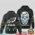 Philadelphia Eagles Sugar Skull T Shirt NFL Dia de los Muertos Fan Apparel - Limotees LLC