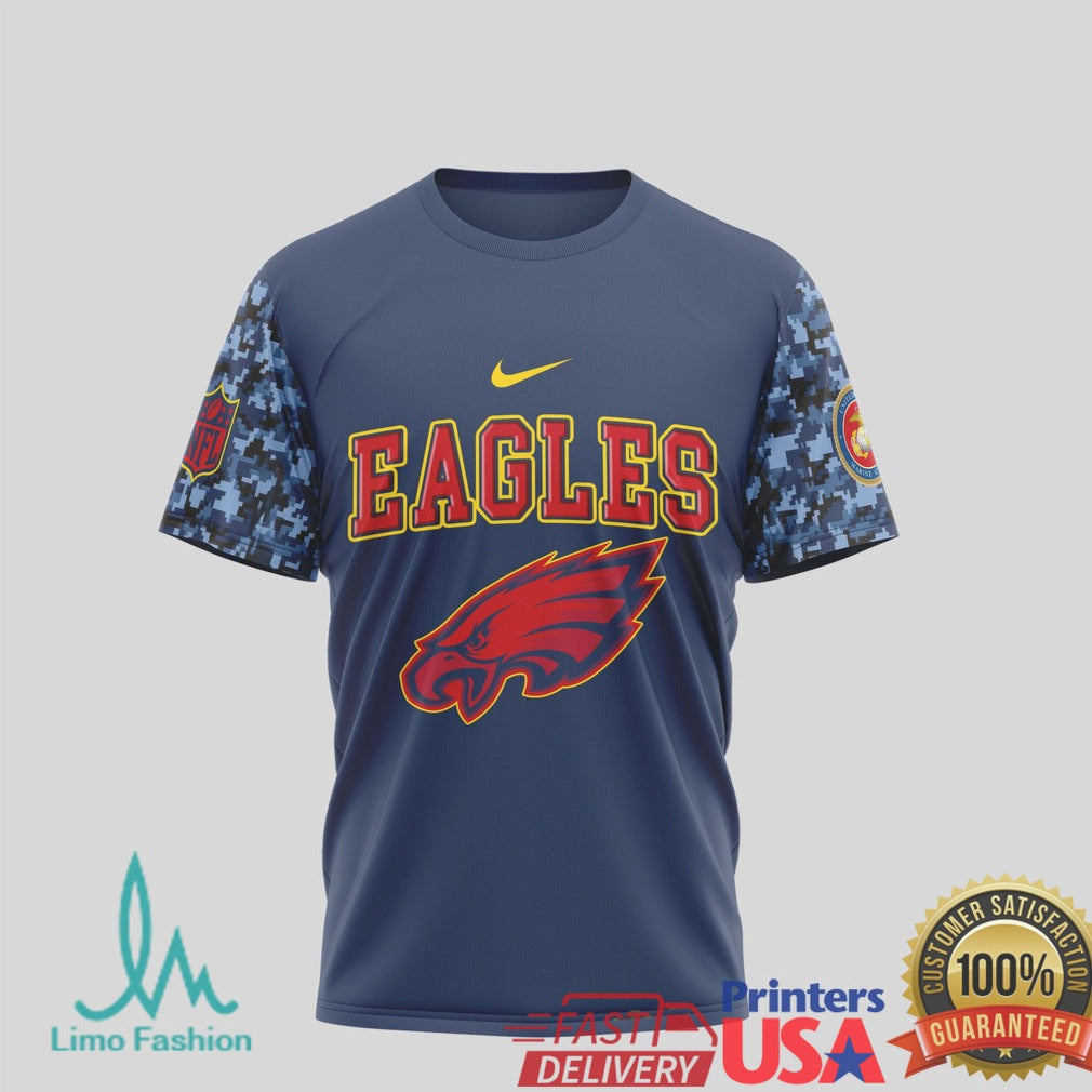 Philadelphia Eagles USMC 250th Anniversary Digital Camo Military T Shirt - Limotees LLC