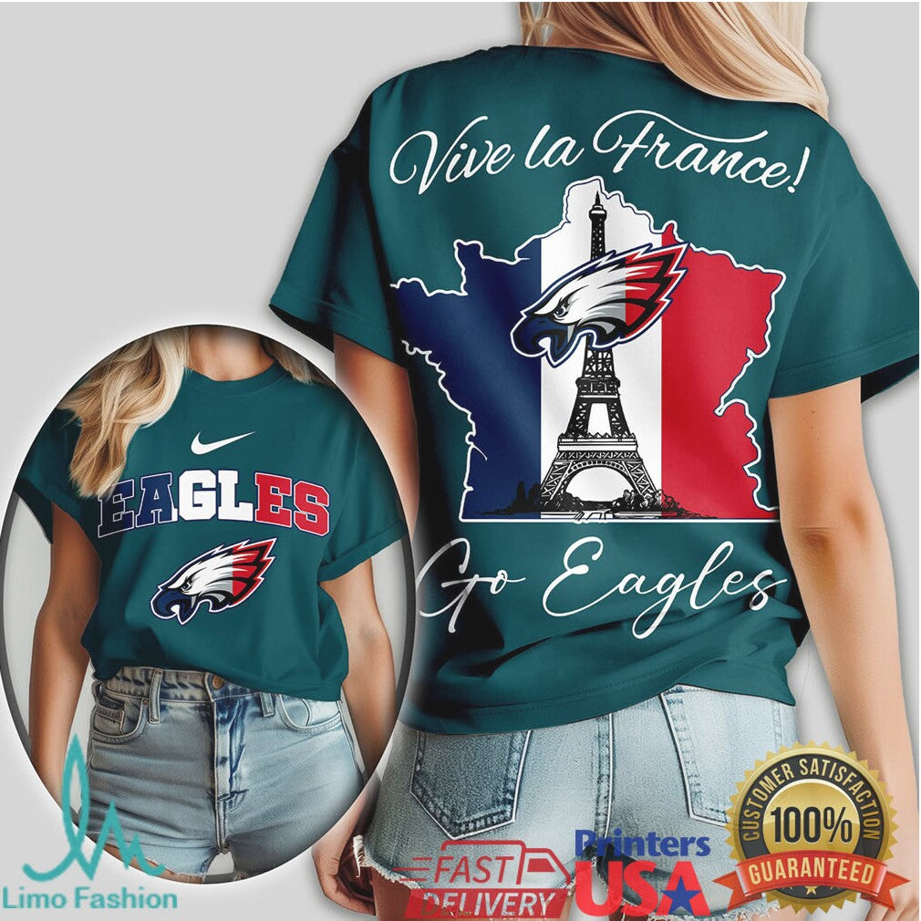 Philadelphia Eagles Vive la France French Heritage T Shirt - Limotees LLC