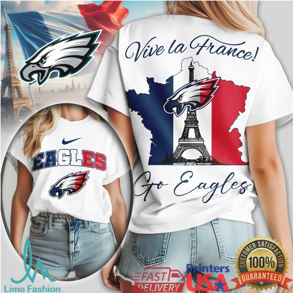 Philadelphia Eagles Vive la France French Heritage T Shirt - Limotees LLC