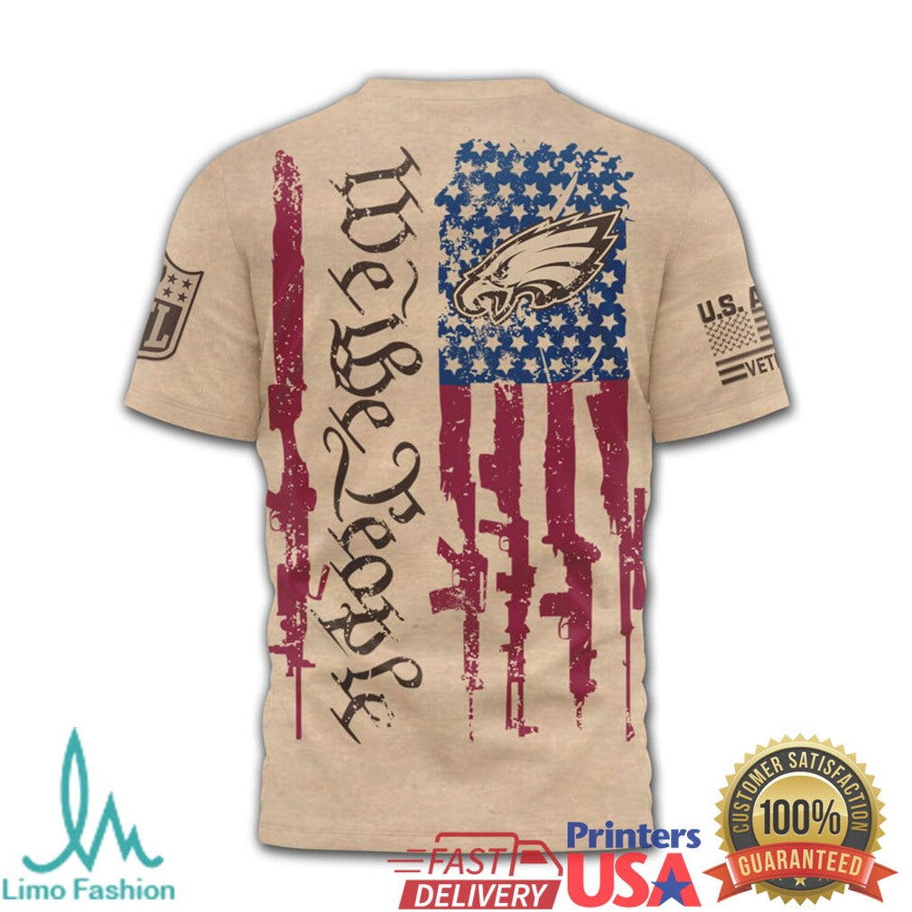 Philadelphia Eagles We The People Patriotic Military Tan T Shirt - Limotees LLC
