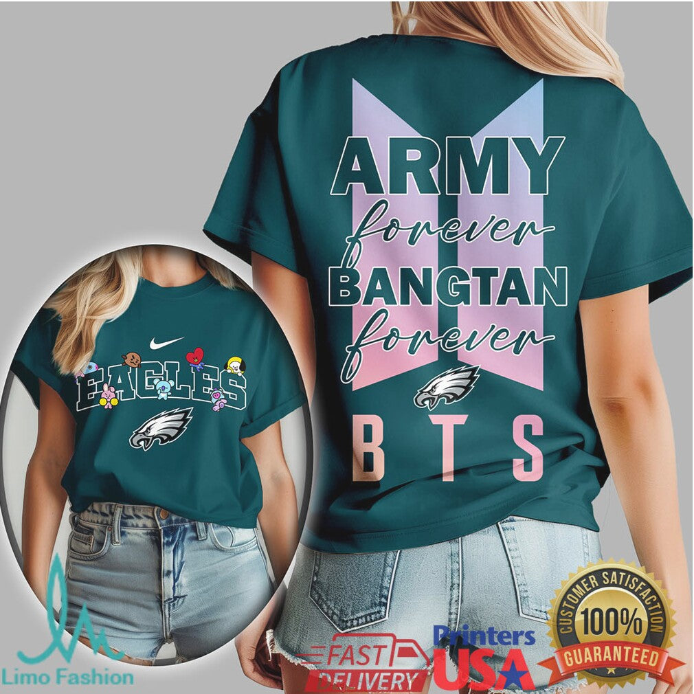 Philadelphia Eagles x BTS Army Forever Shirt Bangtan BT21 Fan Tee - Limotees LLC