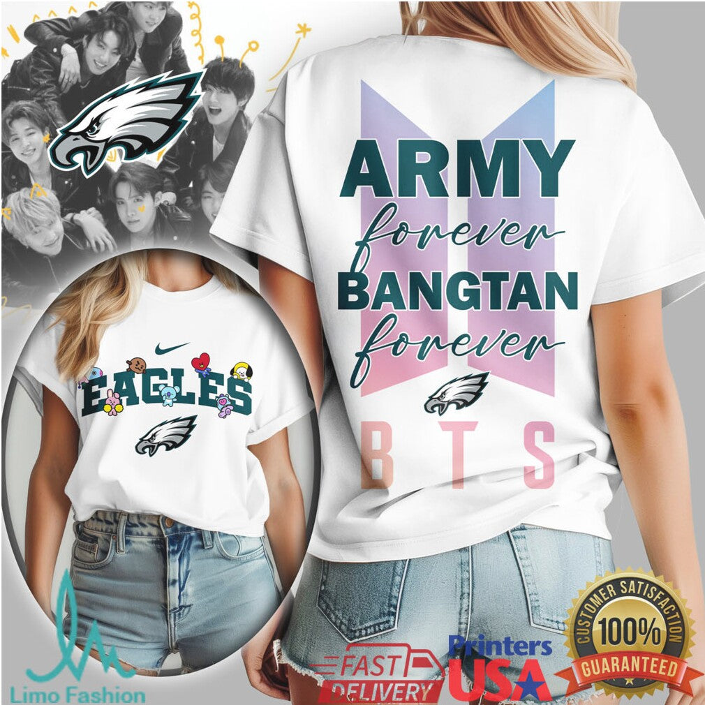 Philadelphia Eagles x BTS Army Forever Shirt Bangtan BT21 Fan Tee - Limotees LLC