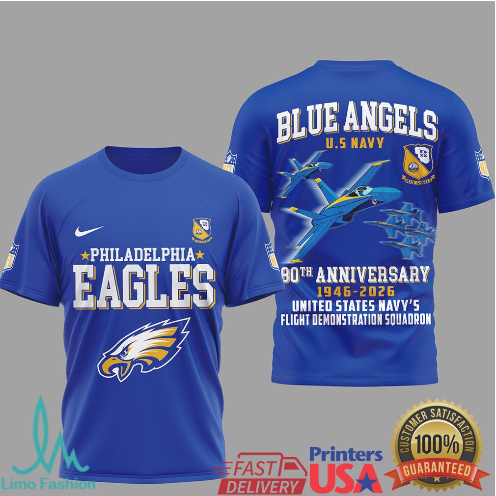 Philadelphia Eagles x Blue Angels 80th Anniversary Navy Flight T Shirt - Limotees LLC