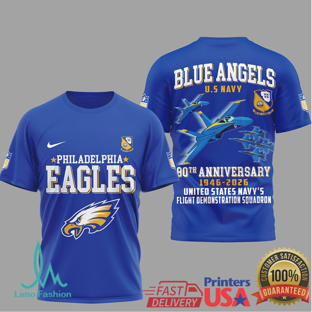 Philadelphia Eagles x Blue Angels 80th Anniversary U.S. Navy T Shirt - Limotees LLC