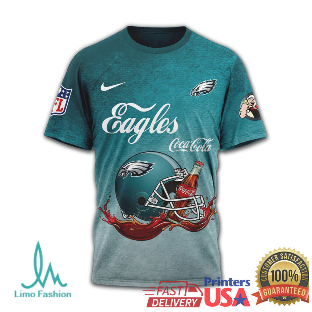 Philadelphia Eagles x Coca Cola Popeye “Drink Strong Play Hard” T Shirt - Limotees LLC
