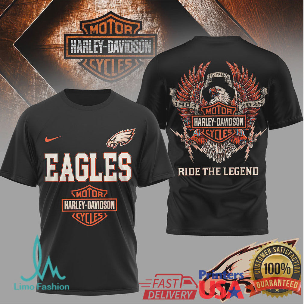 Philadelphia Eagles x Harley Davidson Motor Cycles Legend Series T Shirt - Limotees LLC