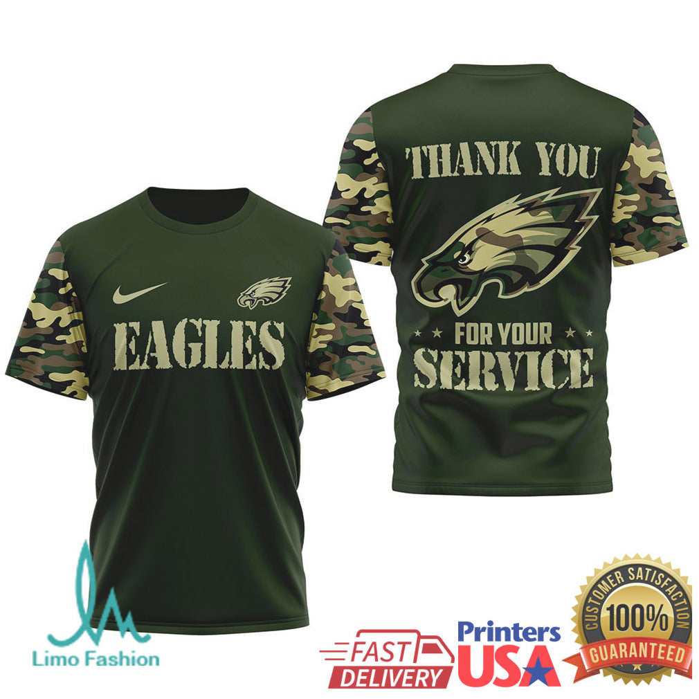Philadelphia EaglesOfficial NFL Camouflage Thank You For Service 3D Shirt - Limotees LLC