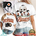Philadelphia Flyers Peanuts Gang Believe Hockey Fan Graphic T Shirt - Limotees LLC
