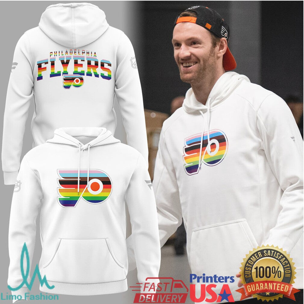 Philadelphia Flyers Rainbow Pride Logo T Shirt & White T Shirt - Limotees LLC