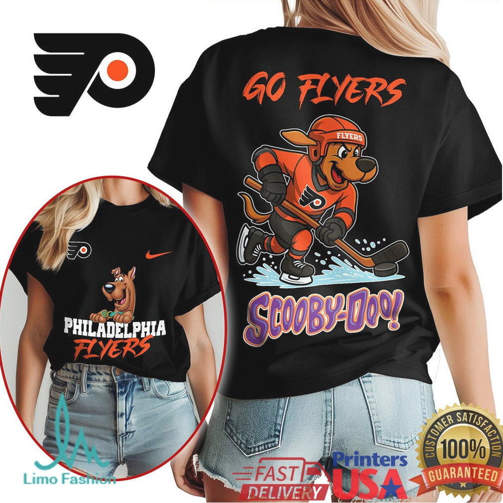 Philadelphia Flyers Scooby Doo Ice Hockey Fan Go Flyers T Shirt - Limotees LLC